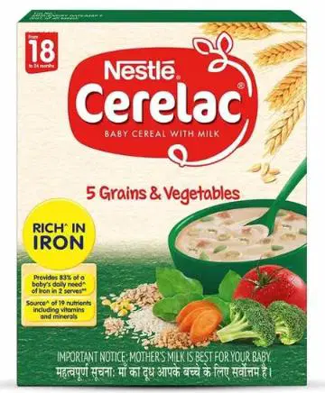 Nestle Cerelac Baby Cereal with Milk 5 Grains & Vegetables from 18 to 24 Month
