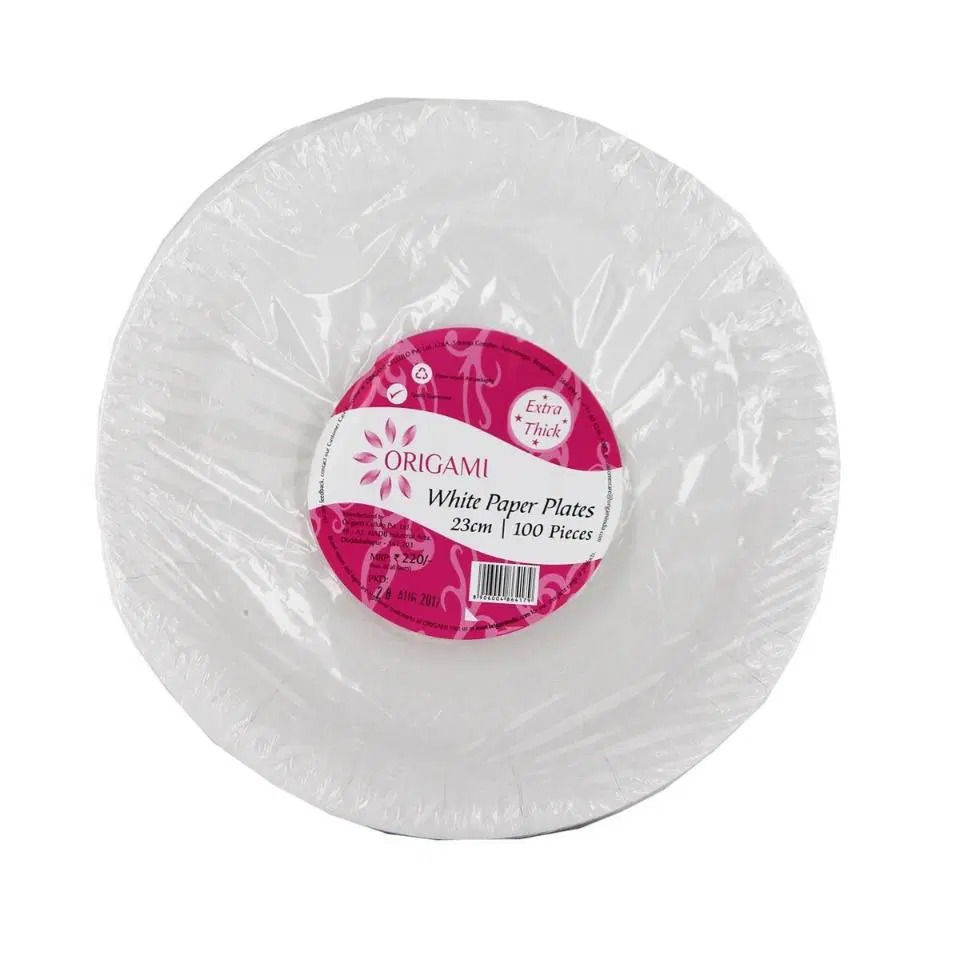 Origami Plain Paper Party Plates 23Cm