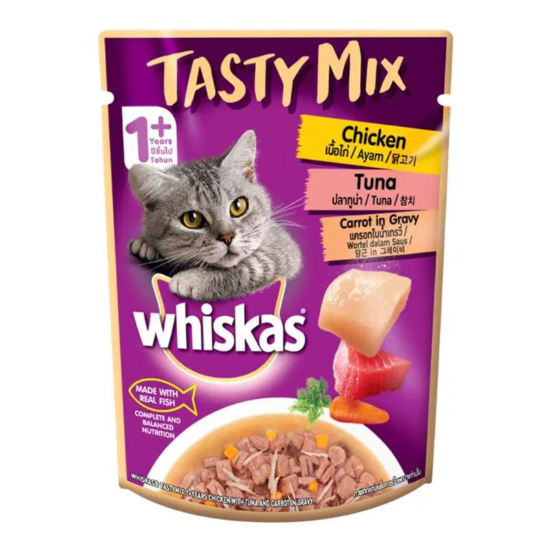 Whiskas Tasty Mix Wet Cat Food Chicken With Tuna And Carot In Gravy