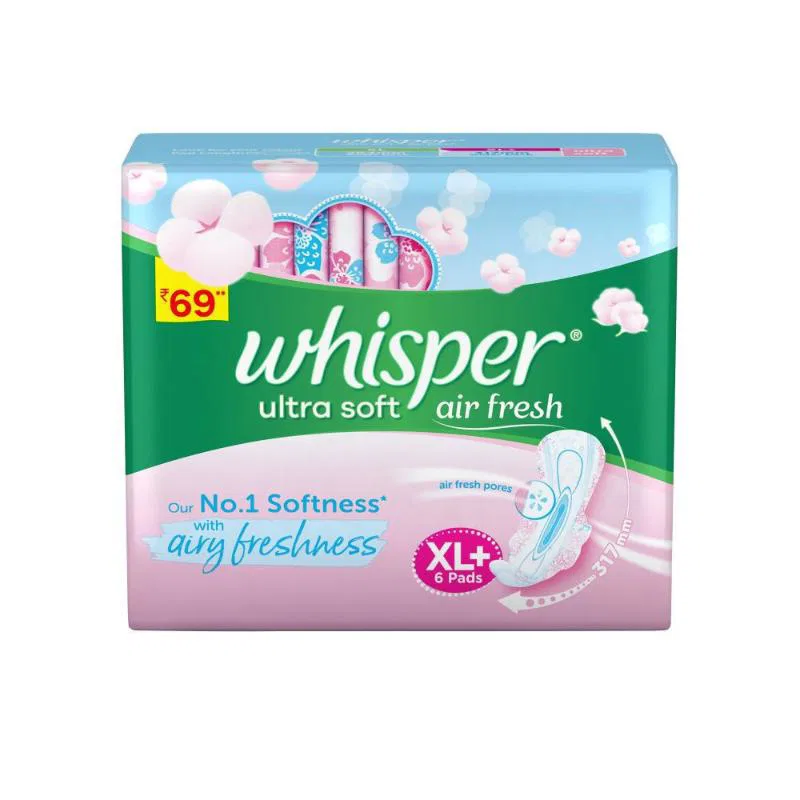 Whisper Ultra Soft Air Fresh Xl 6Pad