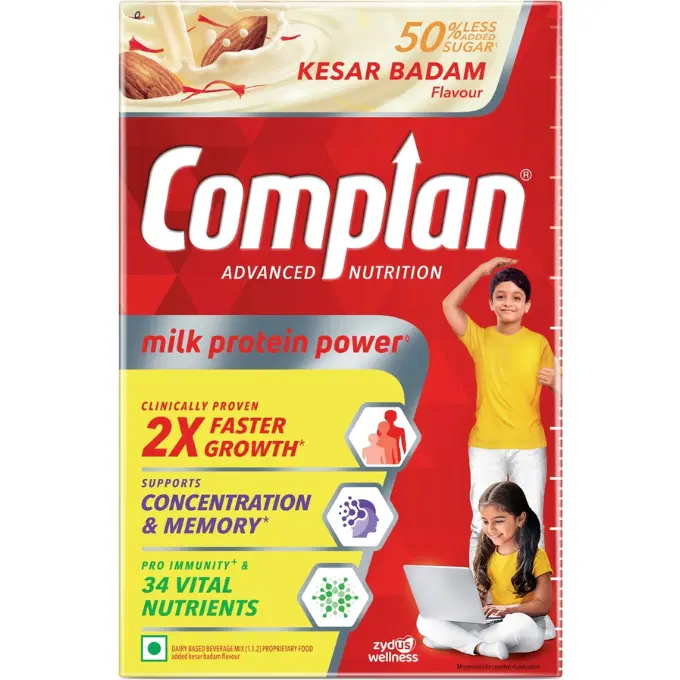 COMPLAN Nutrition Drink Powder for Children, Kesar Badam Flavour, Carton 