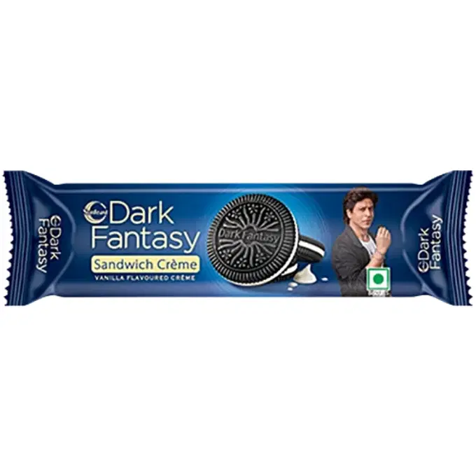 Sunfeast Dark Fantasy Vanilla Flavoured Sandwich Crème Biscuits, 79 g