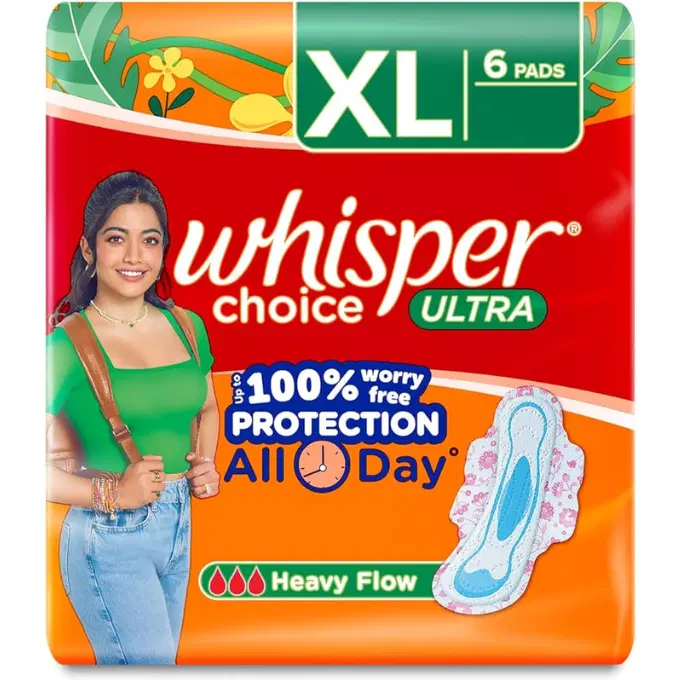 Whisper Choice Sanitary Pads for Women, XL, 6 N