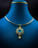 Aque polki mossinate pendant set – image 1