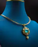 Aque polki mossinate pendant set – image 2