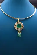 Emerald Polki pendant set – image 1