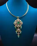 Emerald mossinate polki pendant – image 1