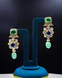 Floral emerald mossinate polki necklace set – image 3