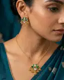 Green Kundan Kamalam pendant set – image 3