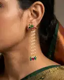 Kundan pearl peacock Danglers – image 2