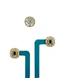 Mossinate polki blue stone Pendant set – image 1