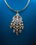 Pink beads Mossinate polki pendant – image 1