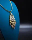 Pink beads Mossinate polki pendant – image 2