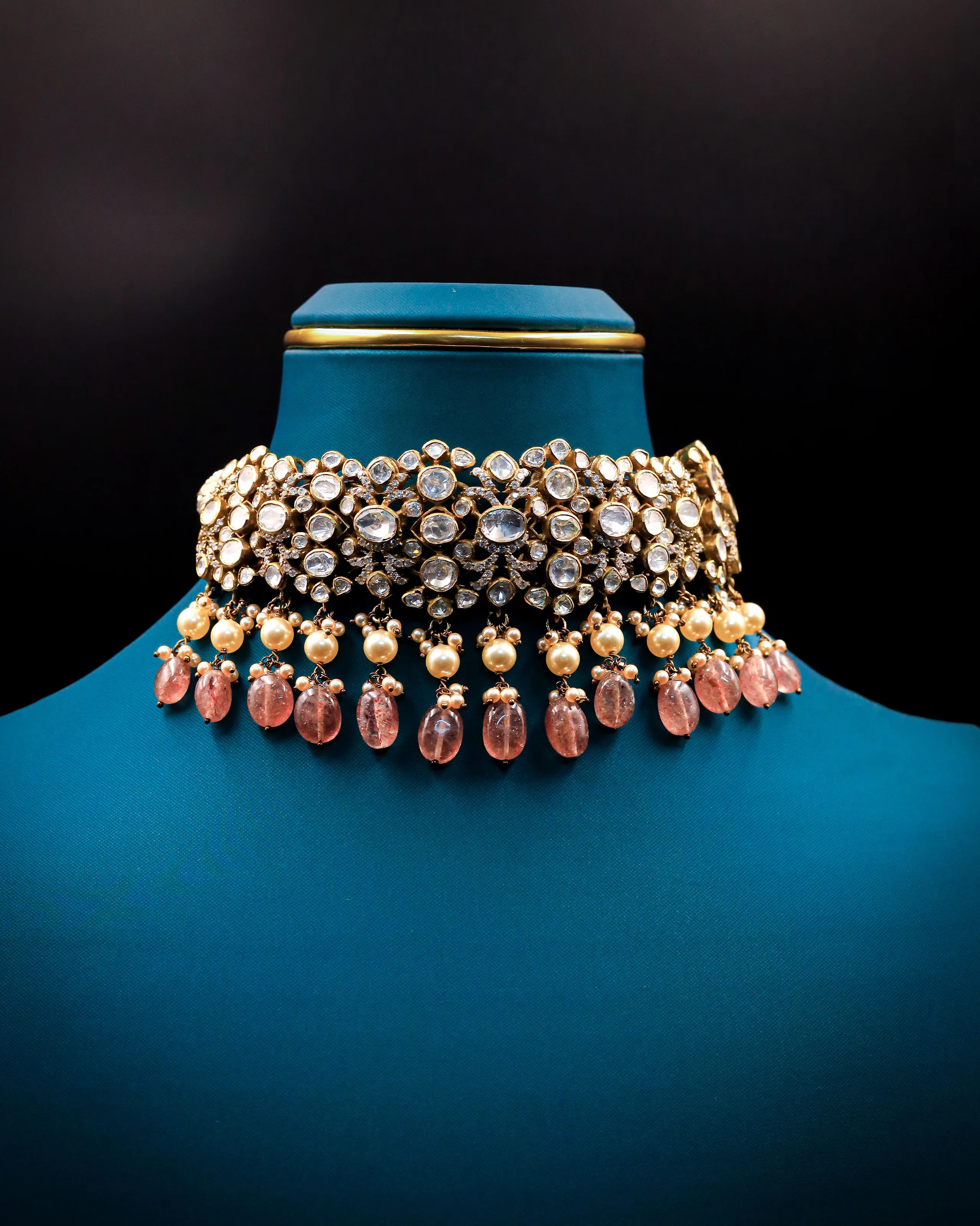 Pink polki Choker set