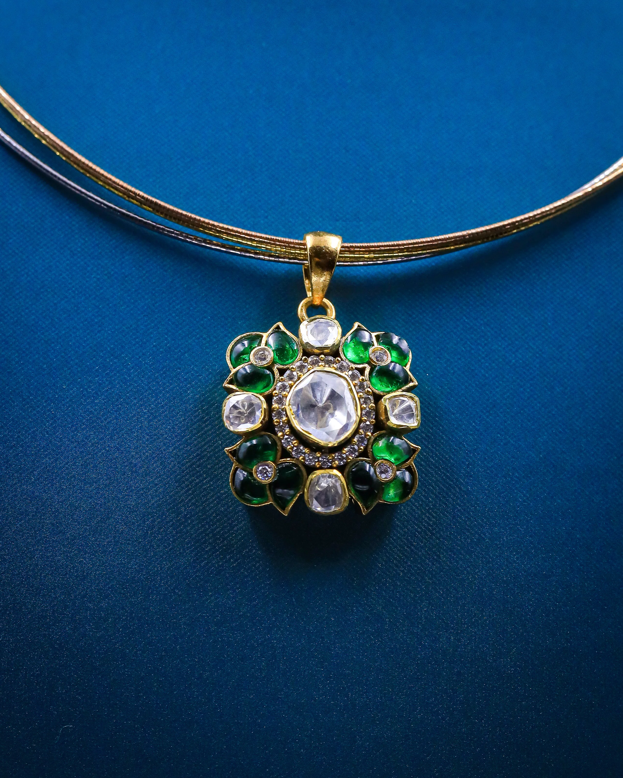 Polki emerald pendant
