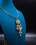 Purple beads pearls Mossinate polki pendant – image 2