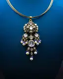 Purple beads pearls Mossinate polki pendant – image 3