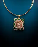 Rectangular Emerald Polki pendant – image 3
