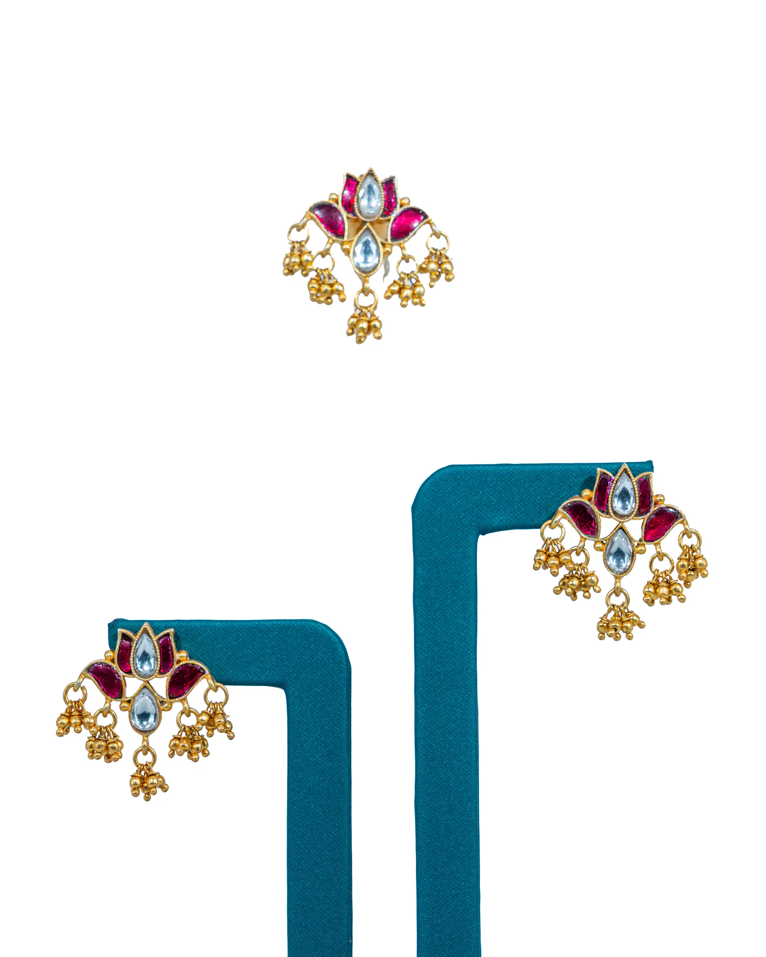 Red Kundan Kamalam pendant set