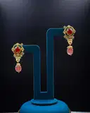 Red mossinate polki pendant set – image 2