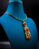 Red mossinate polki pendant set – image 3