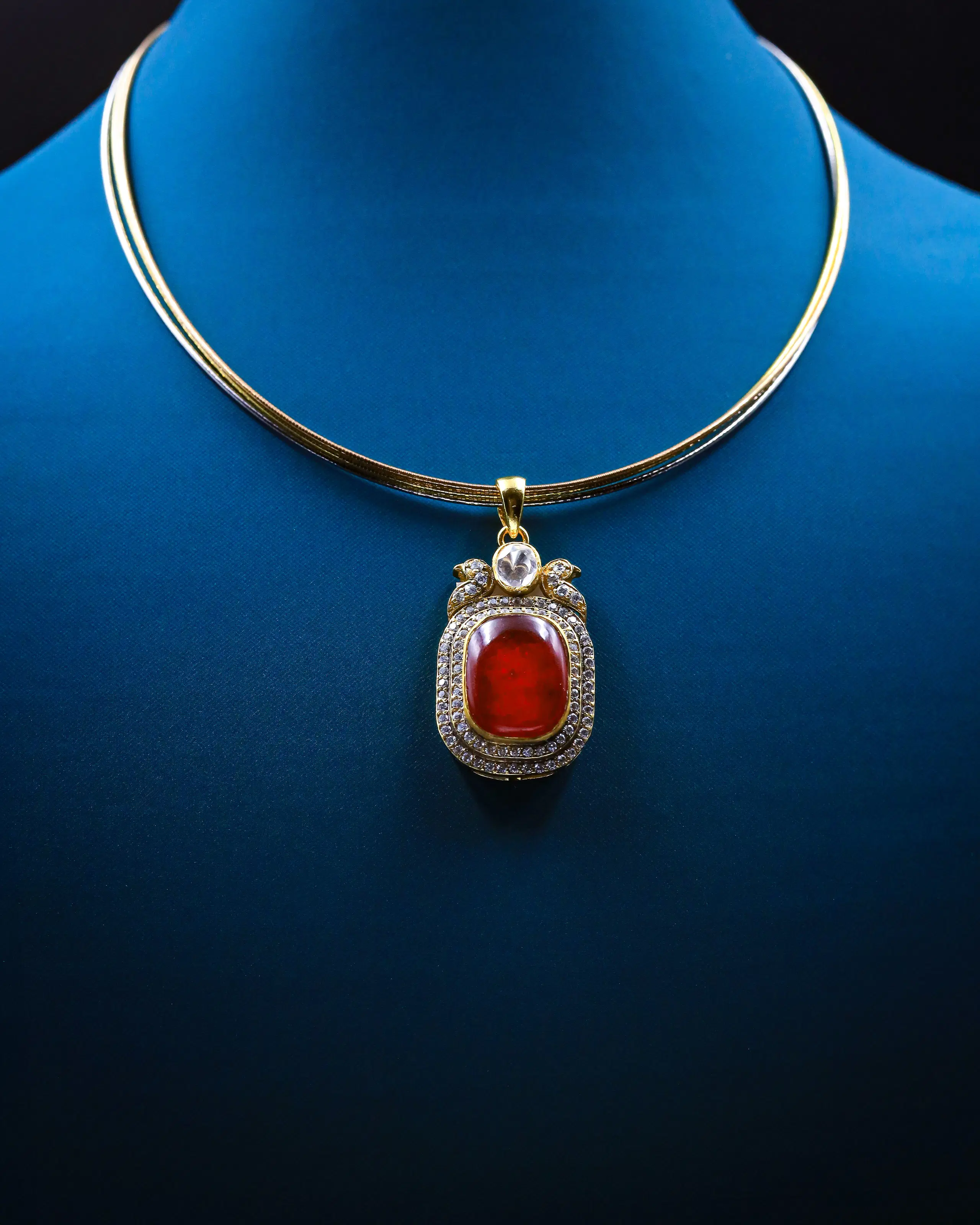 Red stone CZ pendant