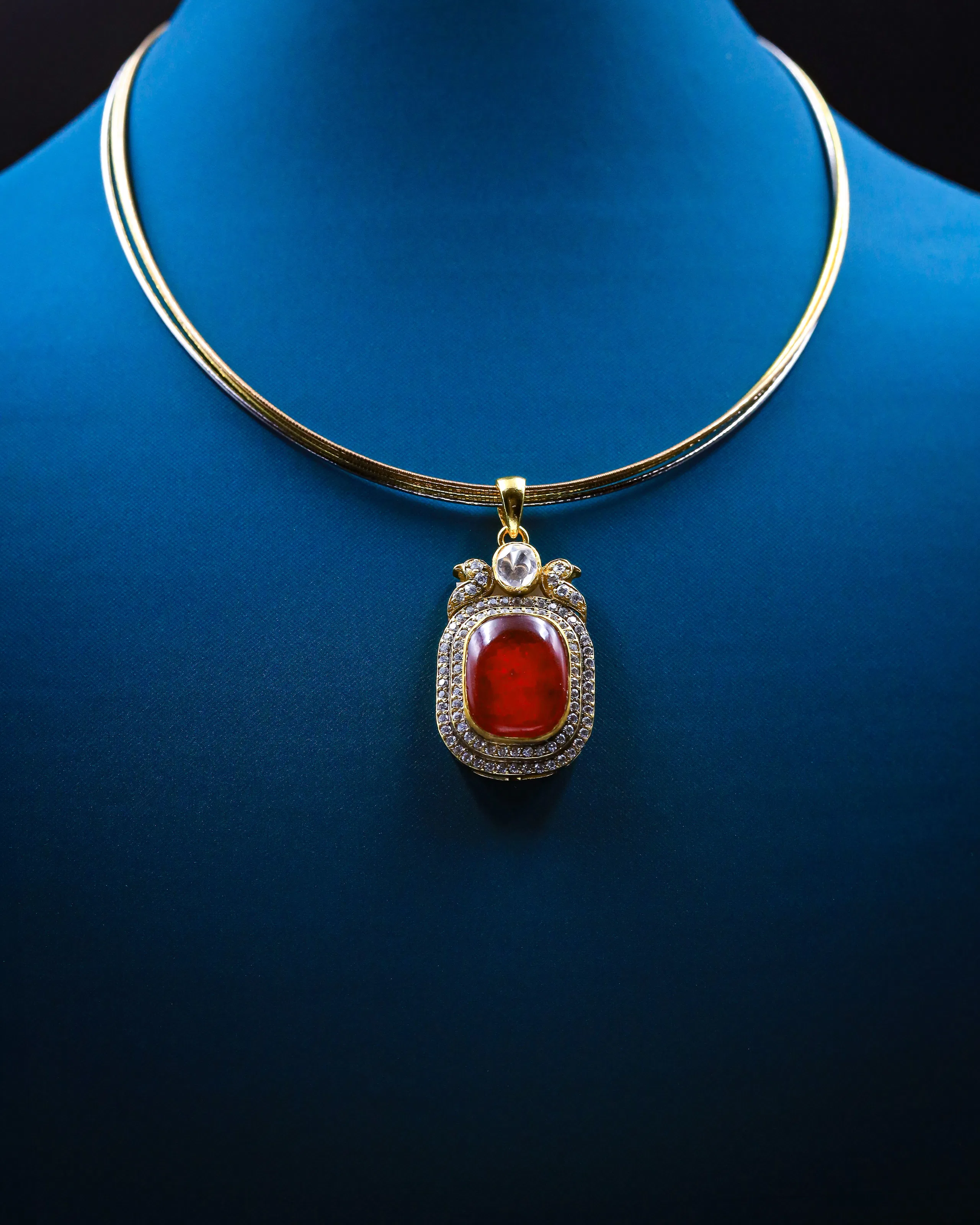 Red stone CZ pendant