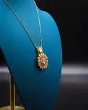 Red stone Mossainte polki Pendant set – image 1