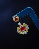 Red stone polki earrings – image 1
