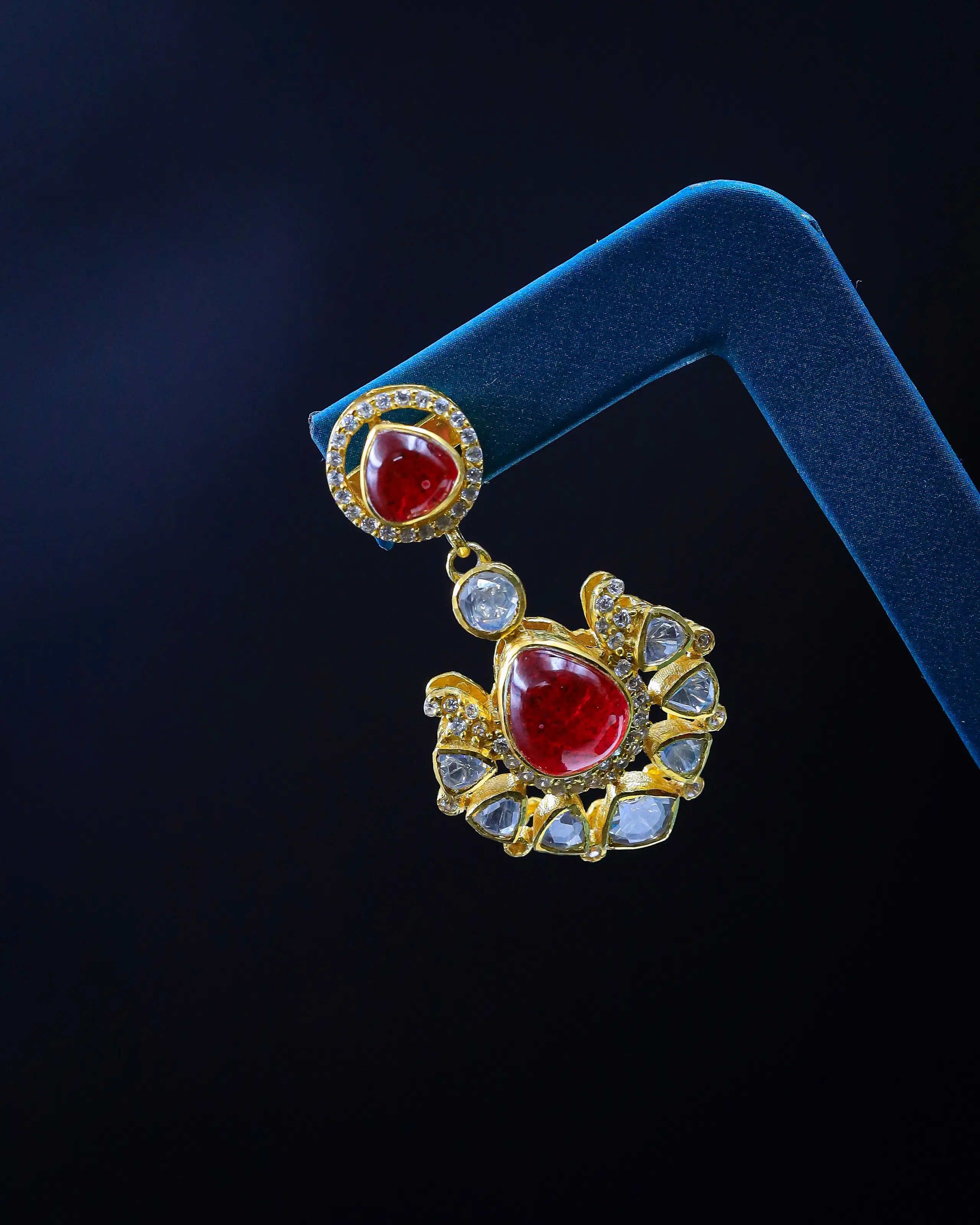Red stone polki earrings
