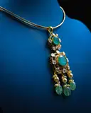 Swarovski pearl emerald mossinate polki pendant set – image 1