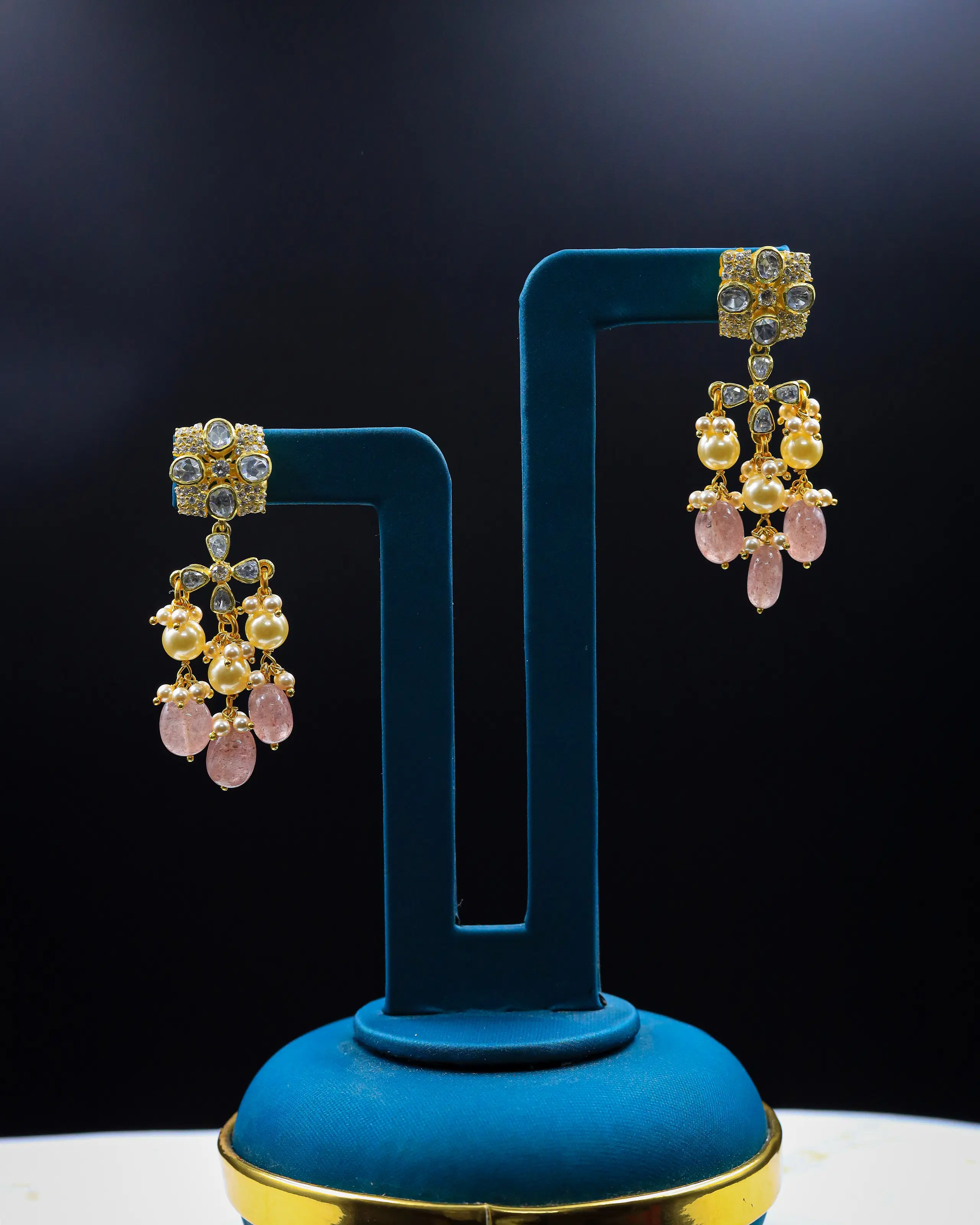 Swarovski pearl pink stone earrings
