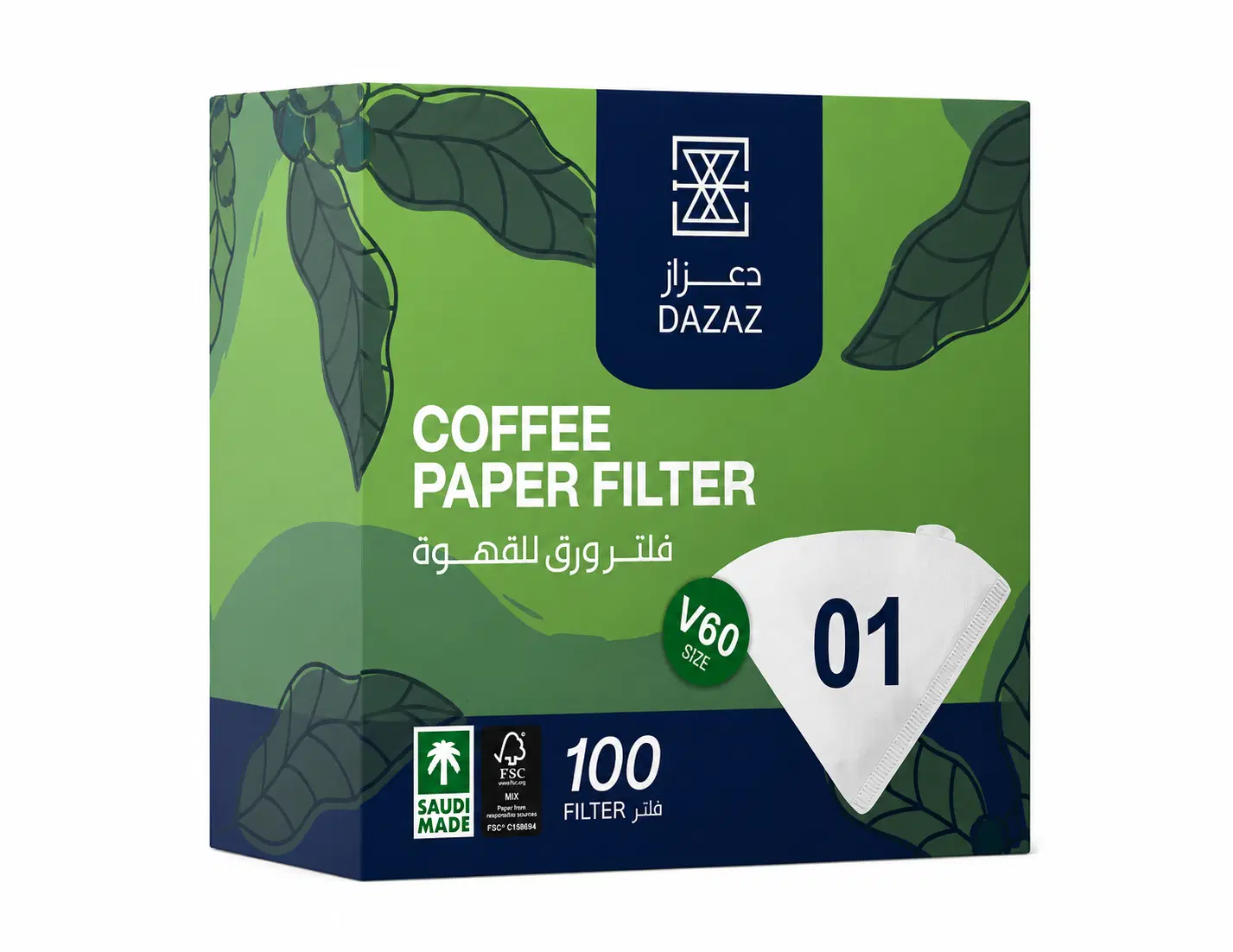 فلتر قهوة دعزاز V60 مقاس 01