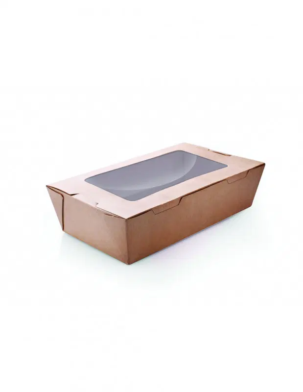 40 oz Kraft Box with Attached Lid and Window 1 × 200PC