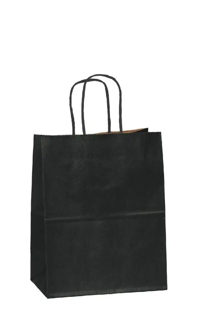 Black Paper Bag with Flat Handle 