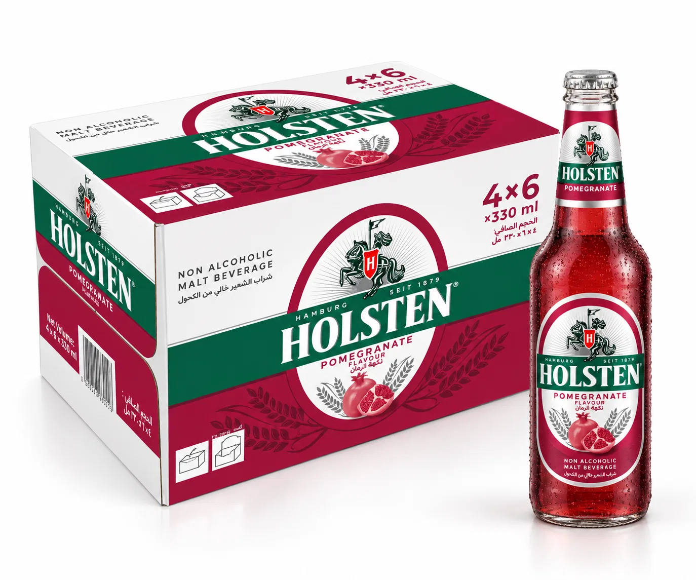 Hollesten Pomegranate Glass Bottle 330ML x 24
