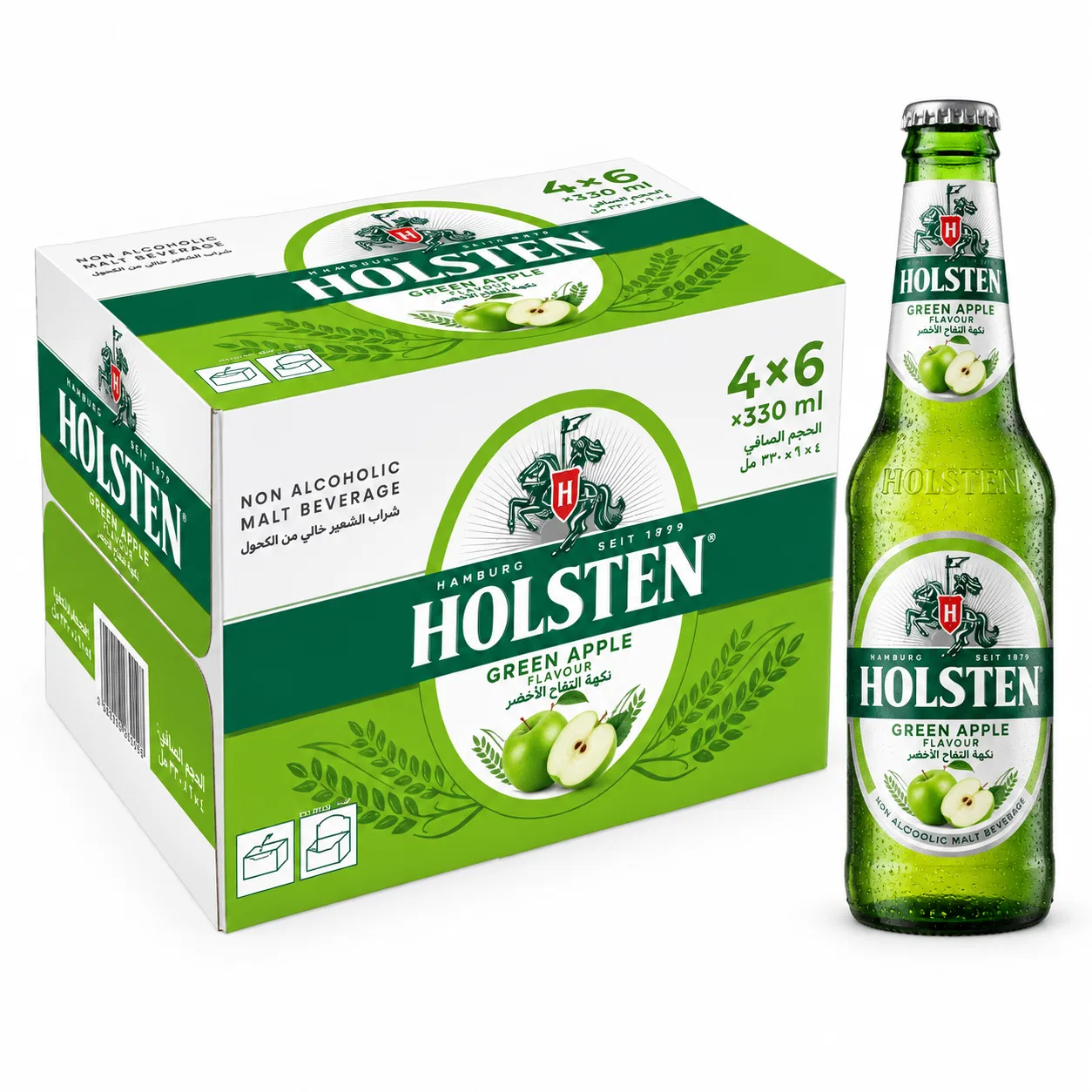 Hollesten Green Apple Glass Bottle 330ML x 24