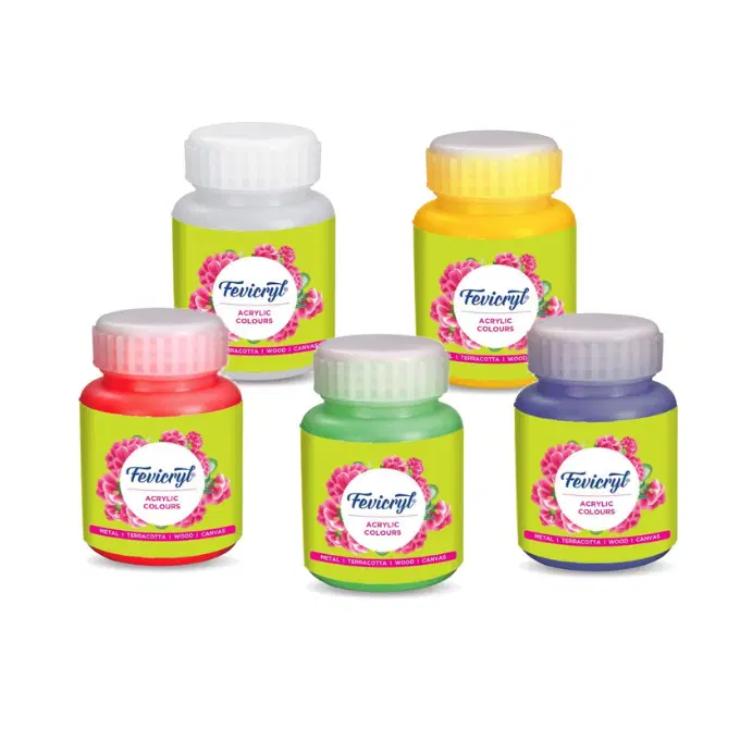 Fevicryl Acrylic Colours - 100 ml / fevicyl acrylic colors big bottles / metal | teracotta | wood | canvas 