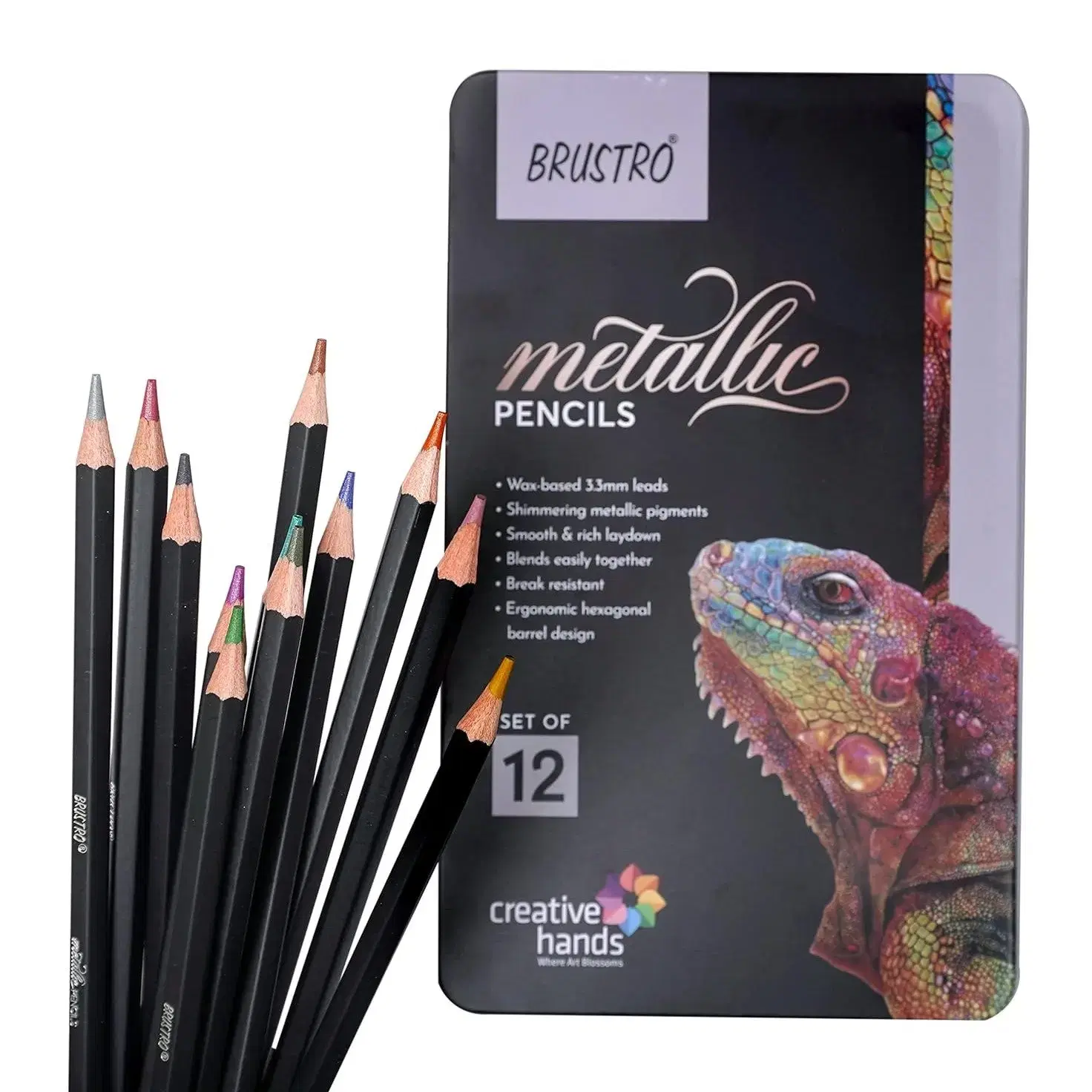 BRUSTRO Artist Metallic Colour Pencil Set of 12 Shades / drawing pencils