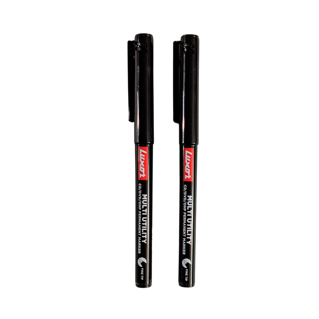 Luxor CD / Multi-utility Marker (Black) / Black marker / CD marker / Thin marker- 2 Piece 