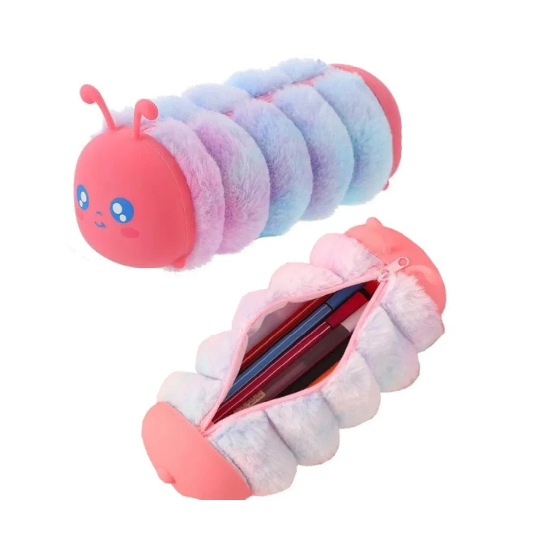 Cute Animal Plush Pencil Case - Soft Pink