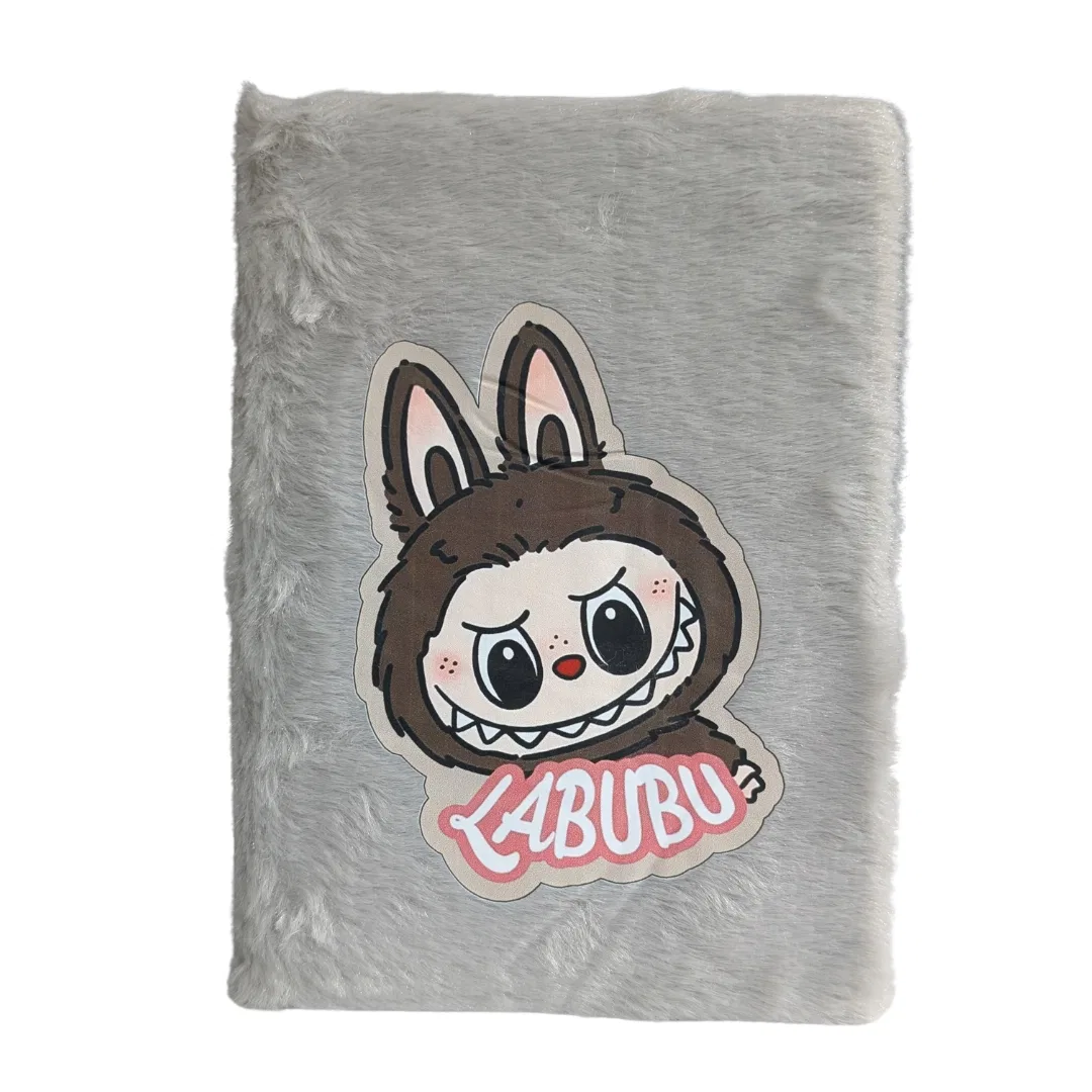 A5 Labubu Cartoon Fur Diary / cute diary - Grey