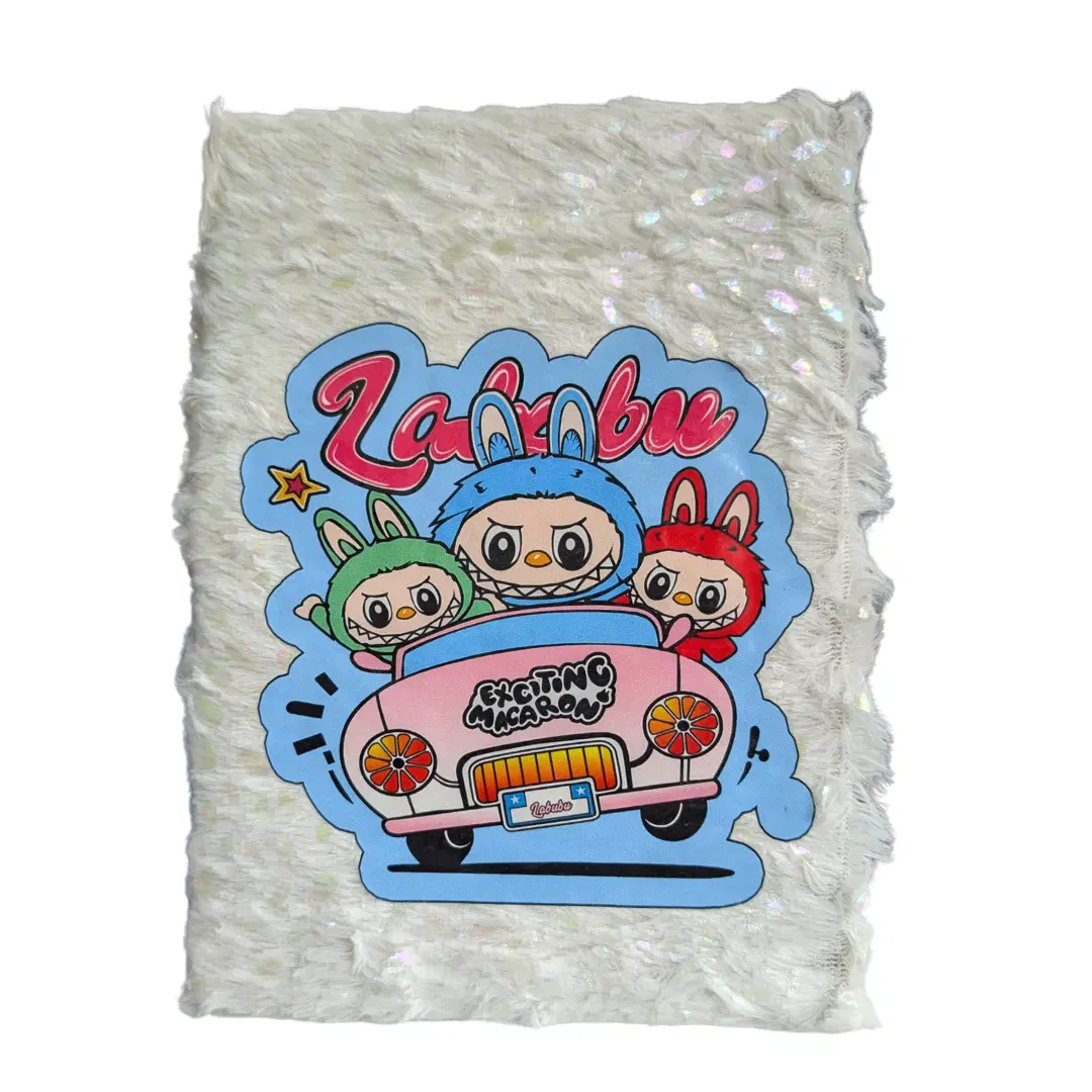 A5 Labubu Cartoon Fur Diary / cute diary - White