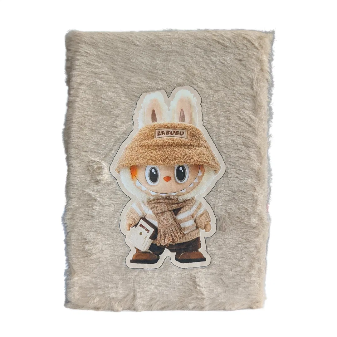 A5 Labubu Cartoon Fur Diary / cute diary - Brown