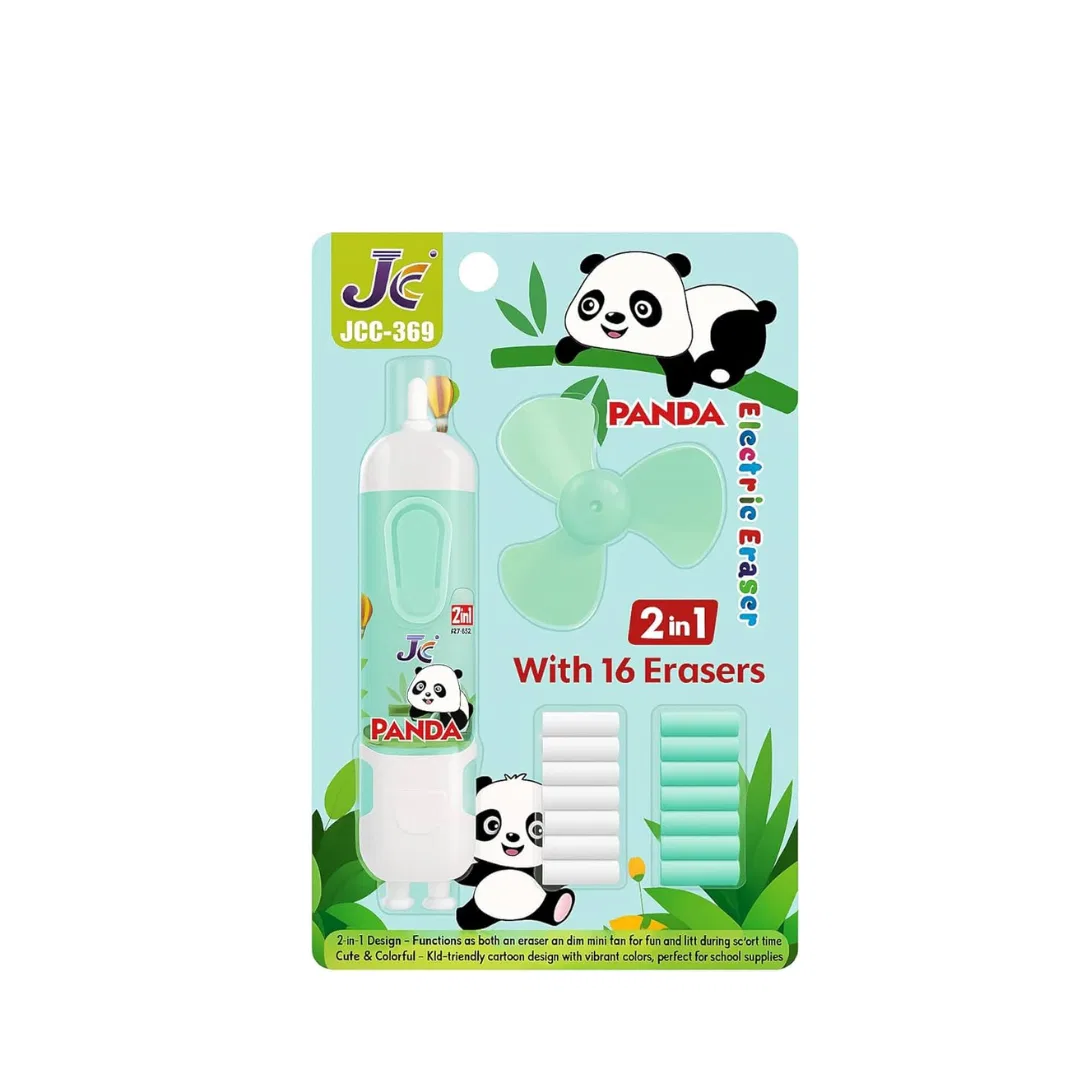 Electric Eraser 2 in 1 With 16 Erasers / fancy eraser / eraser with fan (color may vary)