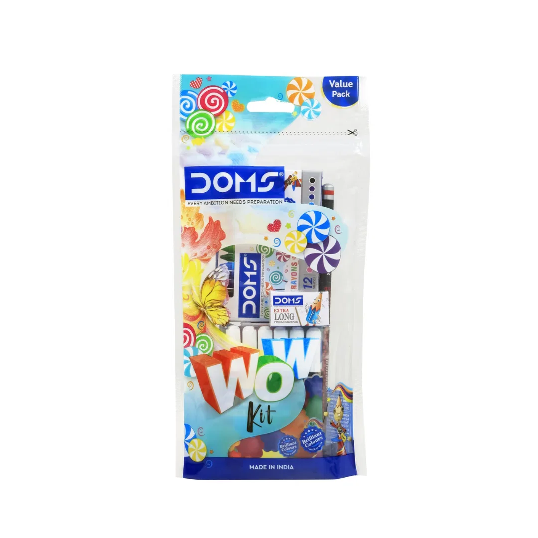 Doms Wow Kit - 1 Wax Crayon 1 Water Pen 1 Colour Pencil 1 Pencil 1 Scale 1 Eraser 1 Pencil /gift set