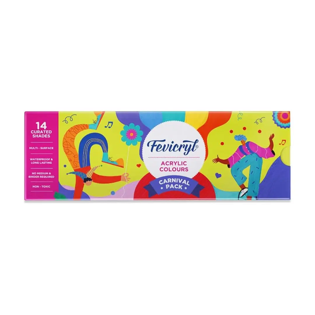 Fevicryl Acrylic Colours Carnival Pack / water colors / acrylic colors - 14 shades (10ml each)