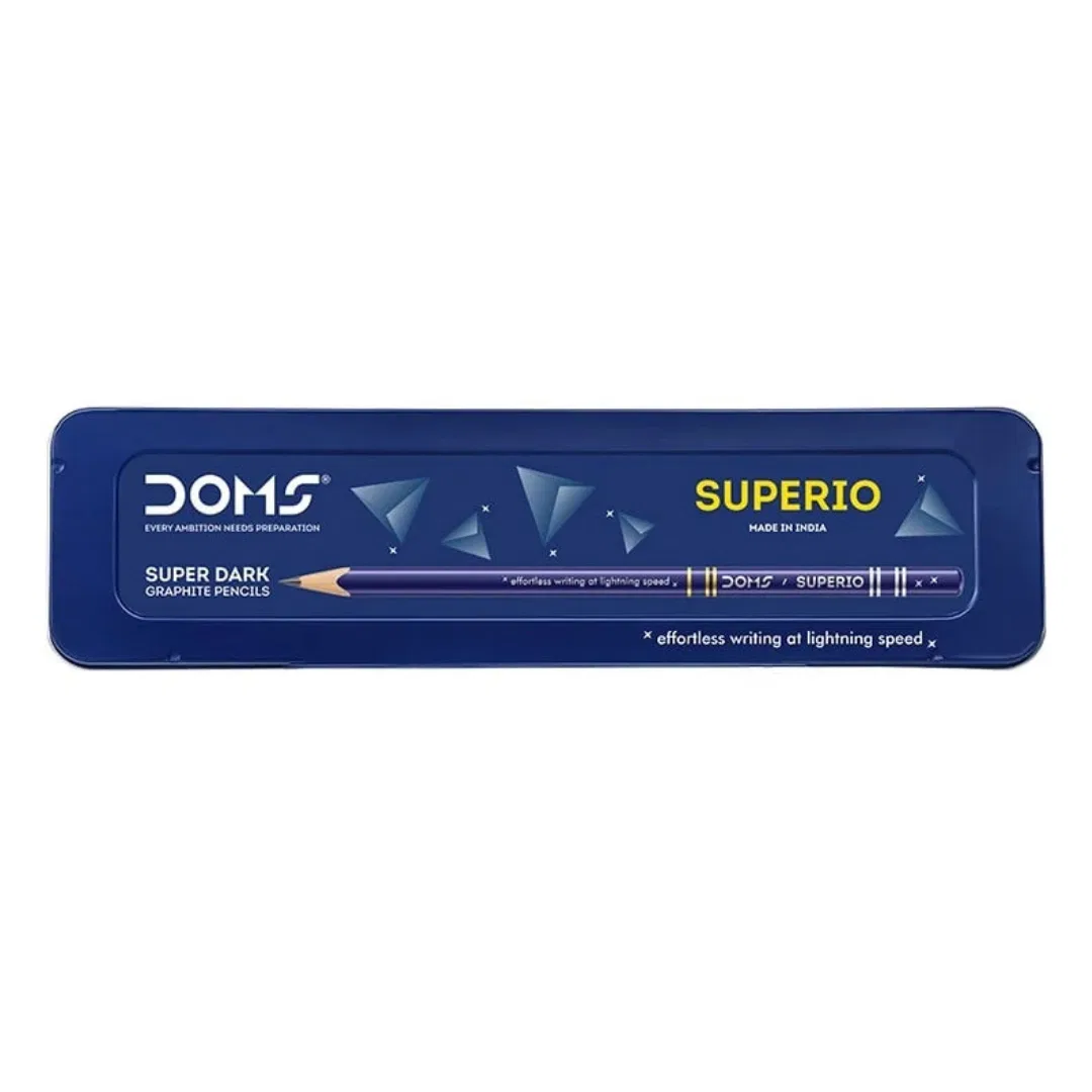Doms Superio / Super dark graphite pencils / Drawing Pencils / Geometry box with pencil , eraser , sharpener 