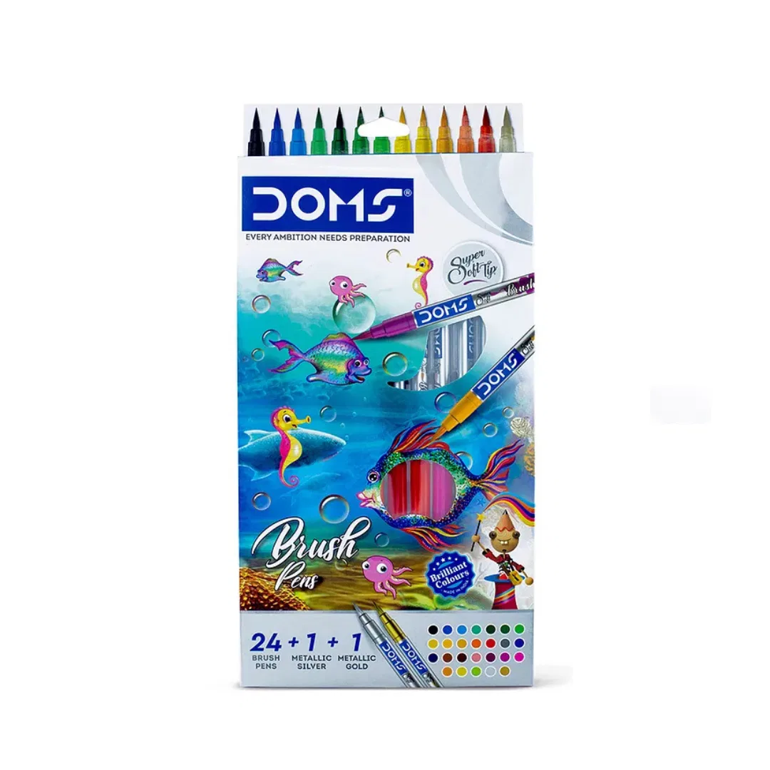 Doms Brush Pens Brilliant Colours 24+1+1 / brush pen set / gold and silver pens
