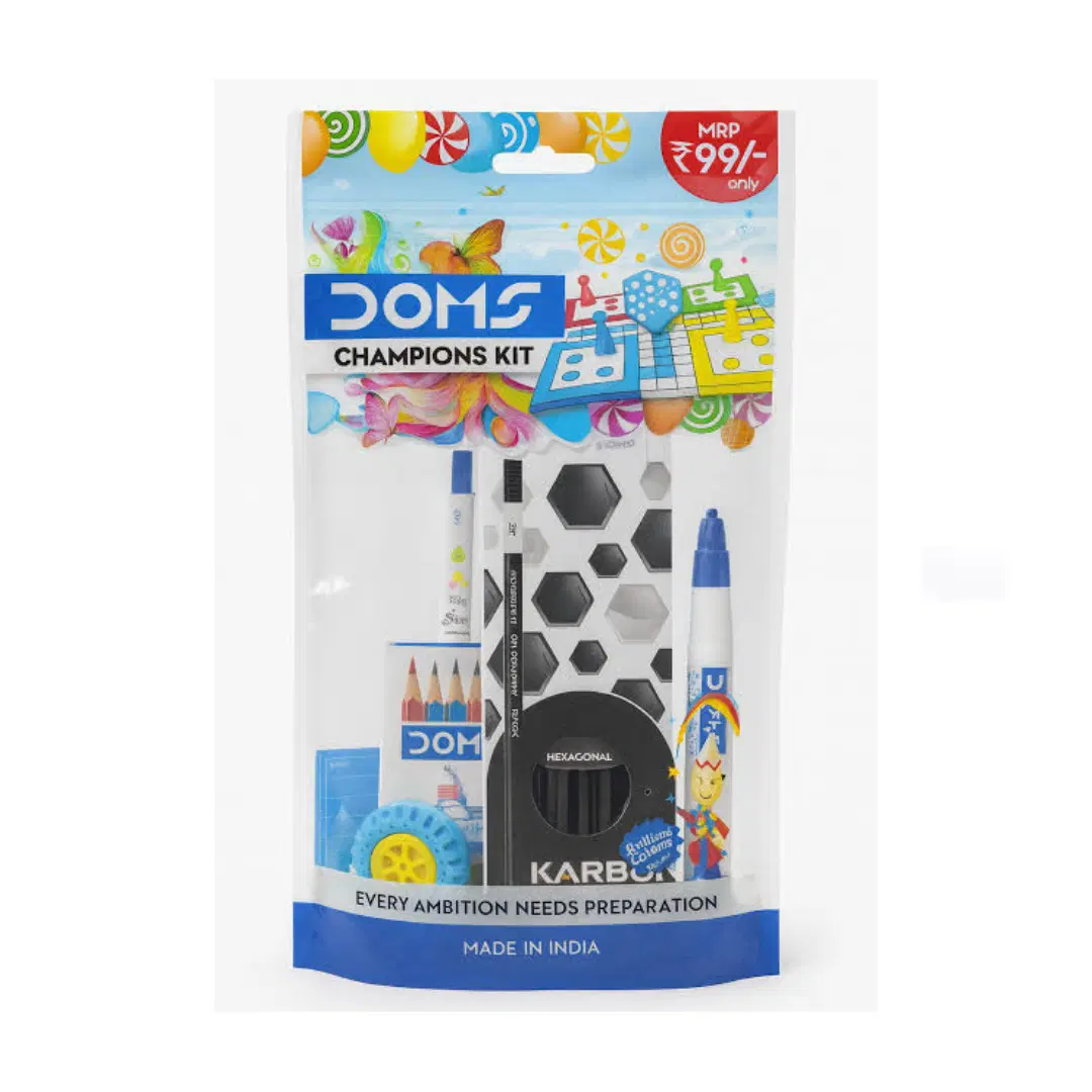 Doms Champion Kit / kit for kid ( Pencil , water colour , white glue , colour pencil , wax crayon , eraser , sharpener )